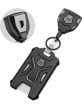 Heavy Duty Vertical ID Card Holder, Clear Window, 5 Card Capacity, Elastic Clip
